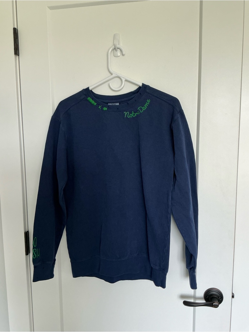 Comfort Colors Navy Crewneck with Green Script